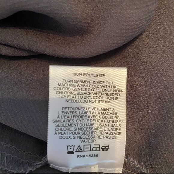 Express grey top off the shoulder with high neck Small petite. Zipper in back. - Picture 5 of 8